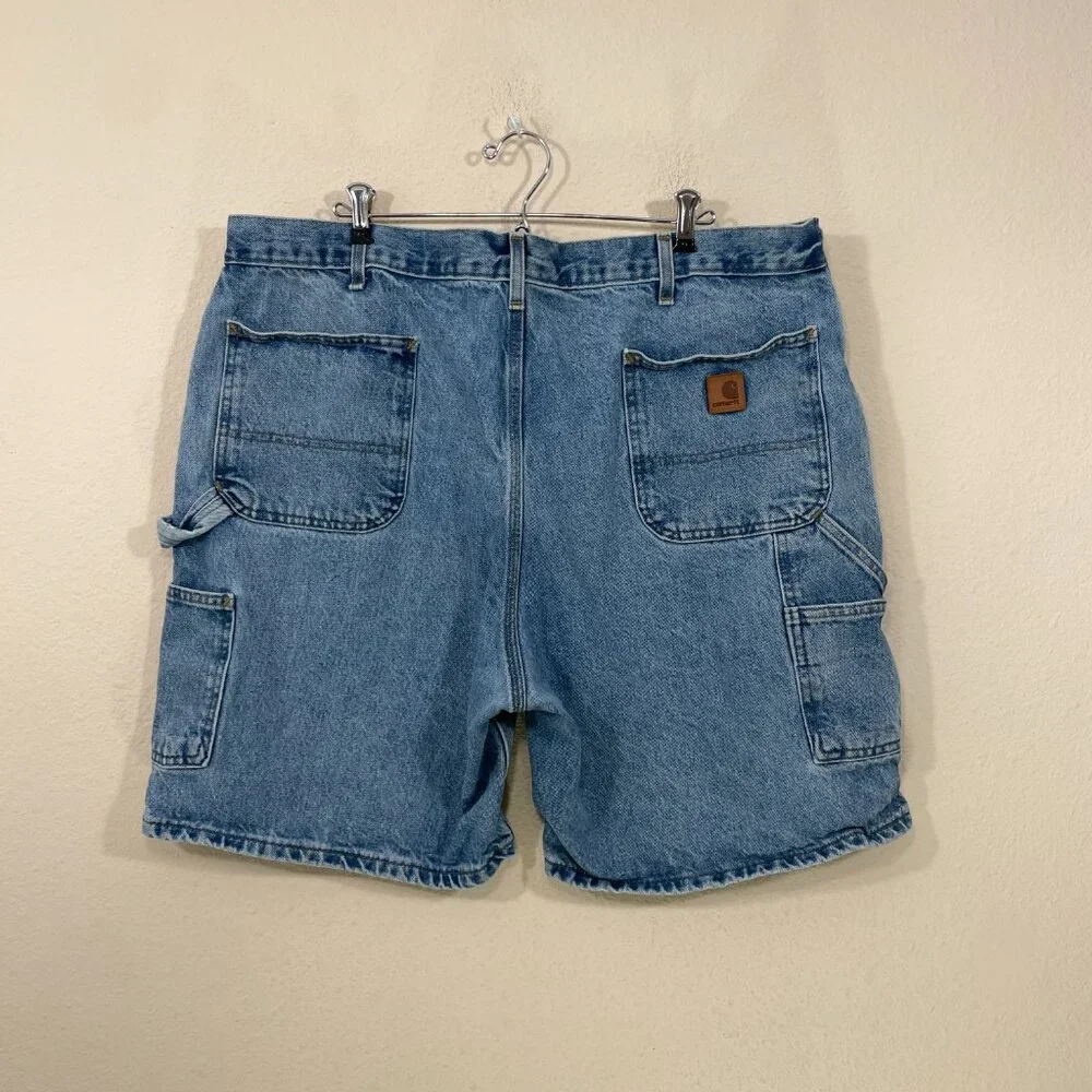 Carhartt Jean Shorts Mens 42 Carpenter B29‎ STW Denim Blue Workwear Y2K